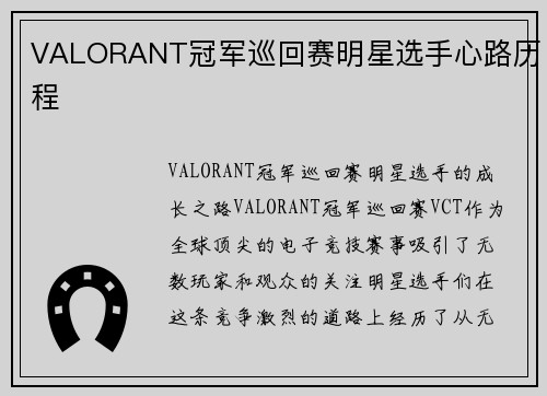 VALORANT冠军巡回赛明星选手心路历程